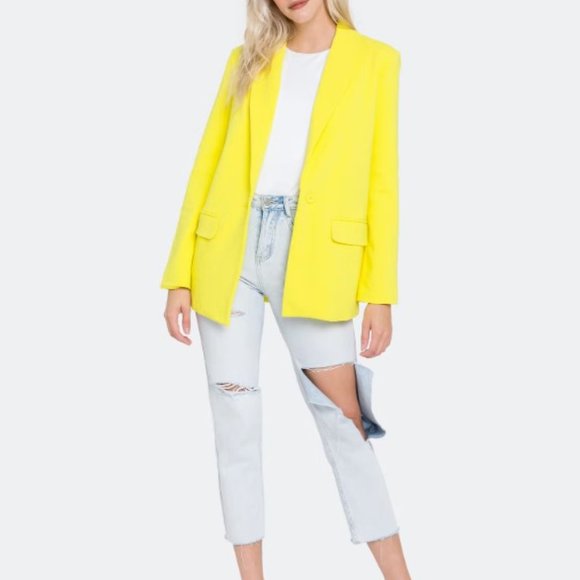 NWT GREY LAB BRIGHT YELLOW BLAZER - Picture 3 of 8